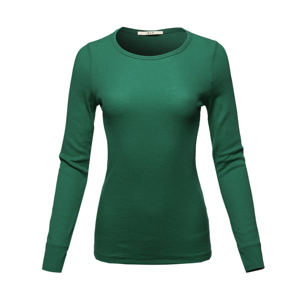 Women's Thermal Long Sleeve Crew Neck Shirts Color Olive 